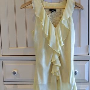 Pale Yellow Ruffle Front Blouse